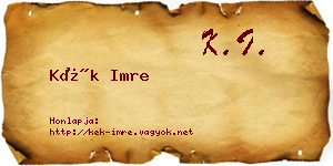 Kék Imre névjegykártya